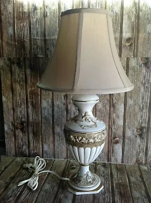 Capo Dimonte Lamp - Vintage White With Cherub Design - Tested And Working • $140