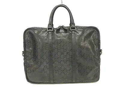 Gucci Gg Implement Pattern Briefcase Business Bag Black Document Handbag Men'S • $370.93