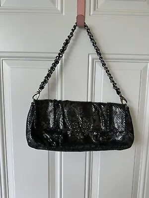 Victor Alfaro Black Purse Handbag Snake Print Chain Handle Dust Bag New With Tag • $45