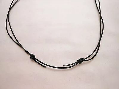Black Leather Adjustable Unisex 1mm Cord Surfer Choker Necklace- Made In USA • $7.49