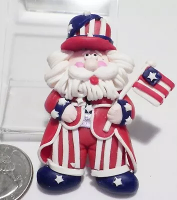 Vtg Bearded Uncle Sam Patriotic Detailed Rubber/Resin Pin Red/White/Blue 2.75  • $15.38