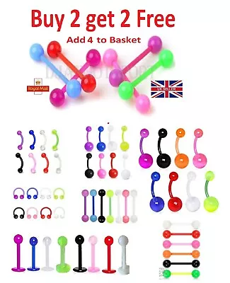 £1.59 • Buy Tongue Bars Bar Plastic Barbell Nipple / Belly Tragus Eyebrow Body Piercing Bars