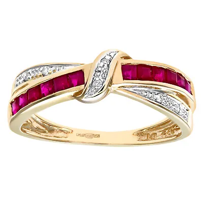 £155.96 • Buy Naava 9ct Yellow Gold Ruby And Diamond Bow Ring
