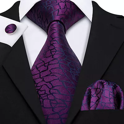 Men's Striped Ties 100 Colours Silk Woven Necktie Set Handkerchief Cufflinks • $11.99