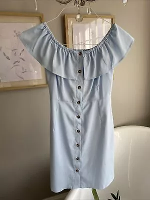 New Zaful Blue Summer Off The Shoulder Ruffle Dress Size Small • $9.50