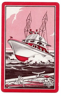 Fishing Speed Boat Vintage Playing Card Swap Card  • $2.50