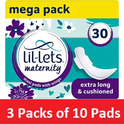 Lil-Lets Maternity Pads Extra Long Thick Towels Postpartum After Birth 3 X 10 • £8.49