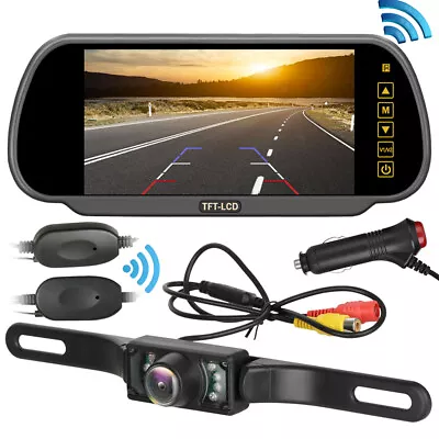 Wireless Car Backup Camera Rear View System Night Vision 7  LCD Mirror Monitor • $42.99