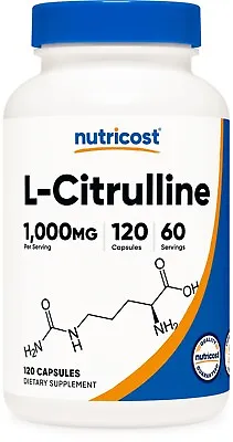 Nutricost L-Citrulline 500mg 120 Capsules - Gluten Free & Non-GMO • $13.95