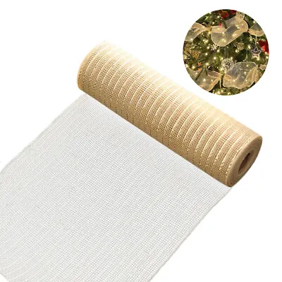 Christmas Deco Mesh Rolls DIY Metallic Ribbon 25cm X 10yd Polynet DIY Gift UK • £7.59