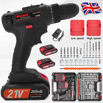 21V Cordless Hammer Drill Set Electric Impact Driver Screwdriver + 2 Battery UK • £27.69