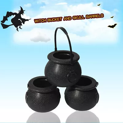 4 Mini Plastic Witch Jar Candy Kettles Cauldron Holder Halloween Christmas Party • £5.59