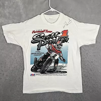 A1 VTG 1999 Ama Scott Parker Motorcycle T Shirt Adult Medium White Signed Mens • $40