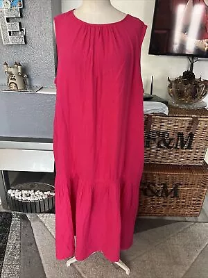 Marks And Spencer Pink Layered Shift Dress Midi Length Size 22 Short • £4.99