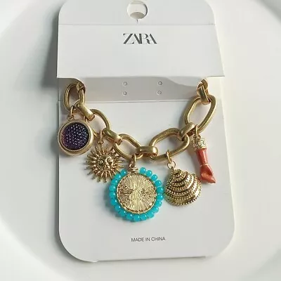 NEW 7 +1  Zara Bib Multi-Charm Bracelet Gift Vintage Women Party Holiday Jewelry • $10.99