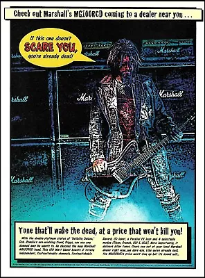 Rob Zombie's Riggs 1999 Marshall MG100RCD Amp Head Cartoon Illustration Ad Print • £3.86