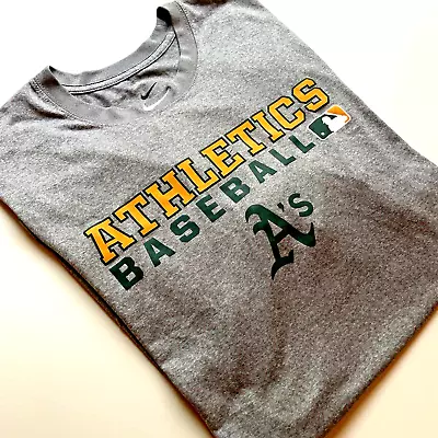 Oakland Athletics A's - Nike Dri Fit Tee - L - Classic Spellout T-Shirt - Grey • $16
