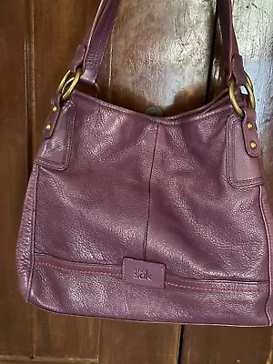 The Sak Pebbled Leather Snap Top Hobo Purse Bag Purple Plum 13  X 10  • $29.99