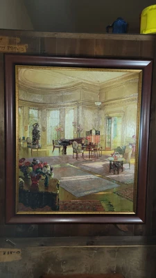 $600 • Buy Herbert Davis Richter Painting  The Music Room  West Wing, Holford House Regent