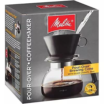 Melitta Pour-Over Coffee Brewer W/ Glass Carafe Holds 6 - 6 Oz Cups Black • $28.27