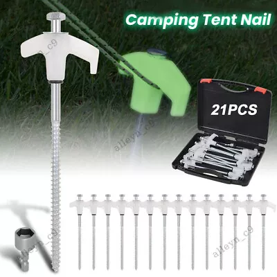 21x Camping Tent Pegs Heavy Duty Screw Steel In Ground Camping Outdoor Stakes • $14.99