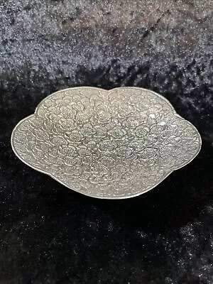 Small Shallow Floral Pattern Bowl In 800 Silver W/3 Lion's Feet - Gorgeous! • $99.98