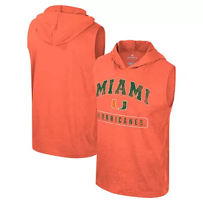 Men's Colosseum Orange Miami Hurricanes Varsity Sleeveless Hoodie Tank Top • $29.99