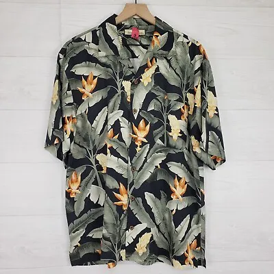 Tommy Bahama Men's Silk Camp Hawaiian Shirt Banana Leaf Floral Size Medium • $24.94