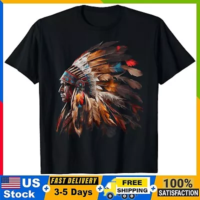 Hot Sale - Native American Indian Headdress Graphic T-Shirt Size S-5XL • $20.69