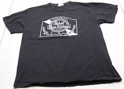 Black Cotton Pabst Blue Ribbon Beer 100% Cotton T Shirt Men's L • $12.92