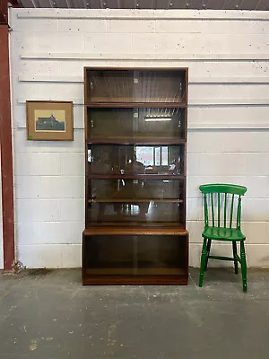 Tall Vintage Simplex Bookcase Sectional Library Shelves Mahogany Glazed • £275