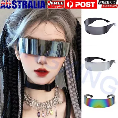 Futuristic Narrow Cyclops Visor Sunglasses Laser Mirrored Lens Costume Glasses • $12.05