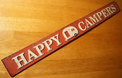 $12.95 • Buy Rustic Vintage HAPPY CAMPERS Tin Sign Trailer RV Camping Cabin Lodge Home Decor