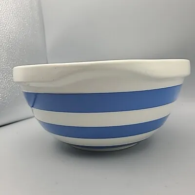 Bowl Mixing Cornish Kitchen 10  Vintage TG Green White Blue Stripes Ceramic • $110