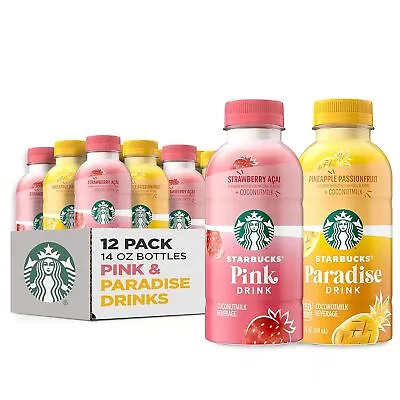 (12 Pack) Starbucks Pink & Paradise Drink 2 Flavor With Coconut Milk 14 Fl Oz • £54.93