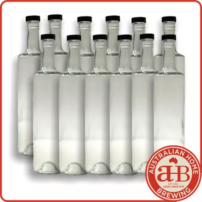 12x Spirit Bottles Glass Whiskey Round & Screw Cap 700ml Home Brew Bottles • $49.90