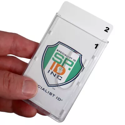 Rigid Hard Plastic Two Card Vertical ID Badge Holder W/ Thumb Holes - Top Load • $6.99