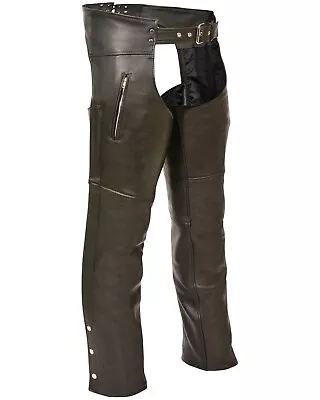 Milwaukee Leather Men's Zippered Thigh Pocket Chaps - 4X Black • $132.59