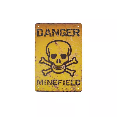 Retro Metal Danger Minefield Warning Wall Sign Man Cave Garage Yard Bar Decor • $17.48