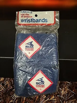 Vtg NOS Chicago White Sox Terry Cloth Wristbands Sweatbands USA Made Blue MLB • $12