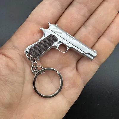 Car Pistol Weapon Gun Model Metal ABS Keyring Keychain Mini Key Ring Chain Toy • $5.39