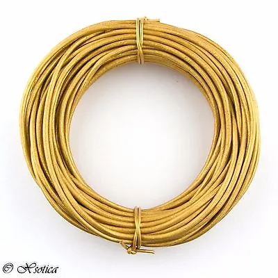 Xsotica® Gold Metallic Round Leather Cord 2mm 100 Meters (109 Yards) • $38.50