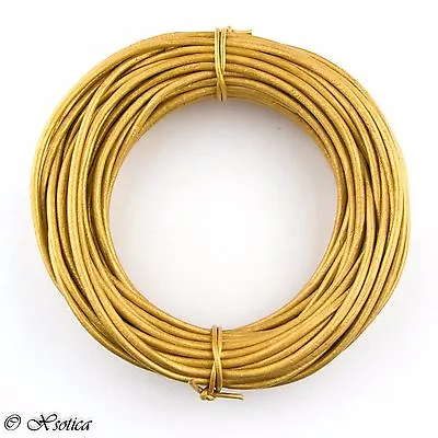 Xsotica® Gold Metallic Round Leather Cord 2mm 25 Meters (27 Yards) • $10