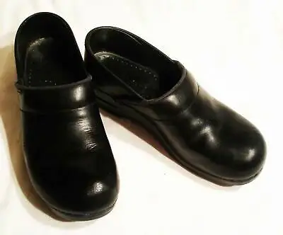 Womens Dansko Black Leather Clogs EU 41 US 10.5-11 Vintage Pre-2008 Nurse Slipon • $44.99
