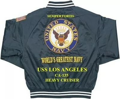 Uss Los Angeles  Ca-135 Heavy Cruiser Navy Embroidered Satin Jacket(back Only) • $169.95