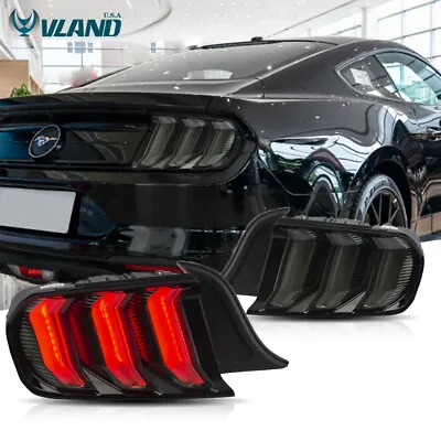 VLAND Smoked LED Tail Lights For 2015-22 Ford Mustang W/5 Models Sequential Turn • $519