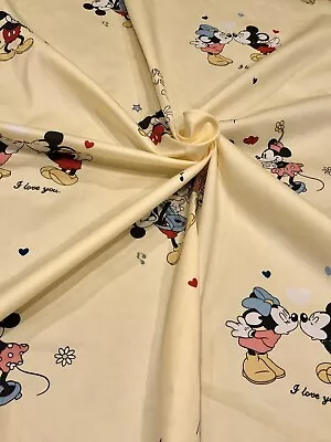 Cute Mickey Mouse Minnie Disney Cotton By Yard. Yellow Color. Premium Quality. • $8.95