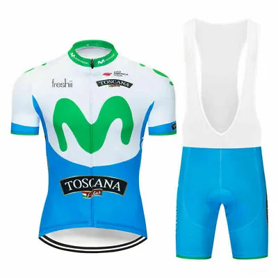 Mens Movistar Cycling Short Sleeve Jerseys Bib Shorts Sets Cycling Jersey Suit • $20.92