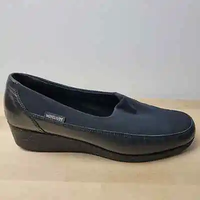 Mephisto Air Relax Size 9 Fabric & Leather Platform Loafer Shoes Round Toe Black • $19.45