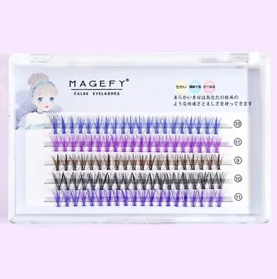 Boxed Long Individual False Eyelashes Colourful Purple Blue Long Fake Eye Lash • £8.95